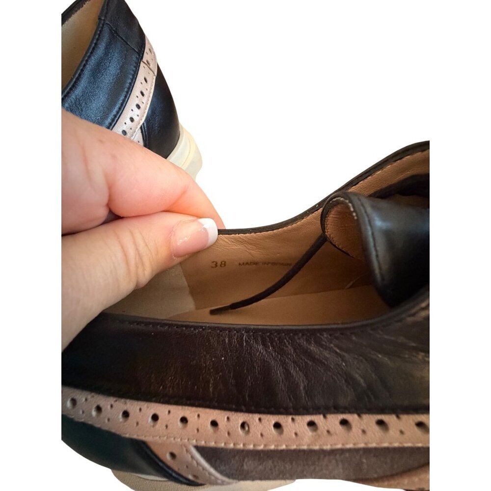 Annaisha Womens Lace-up Shoes Derby Size 38 Black Leather Pointed Toe Spain New - Picture 7 of 13